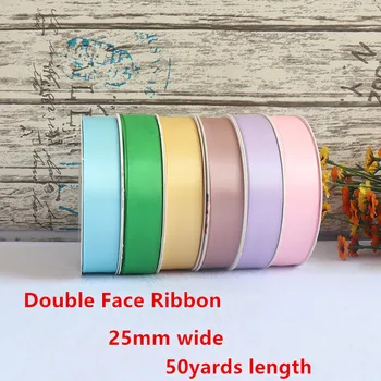

25mm Wide Double Face Silk Polyester Satin Ribbon for Fresh Flower Wrapping Gifts Decoration and Party Gift Box DIY Fabric