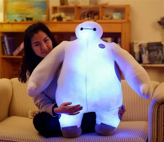

[ New ] Very cute 60cm light & sound Big Hero 6 music Baymax stuffed Plush toy Full fill doll model soft pillow kids baby gift