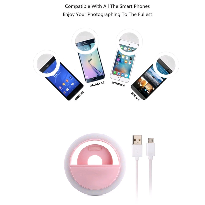 or All Kinds of Phone Rechargeable USB Charge with battery charging Selfie Portable LED Ring Fill