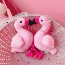Прекрасный плюшевый розовый Птица настоящая жизнь плюшевые брелоки Мультфильм Ключ Пряжка девочка сумка кулон подарок для девочек DIY украшения