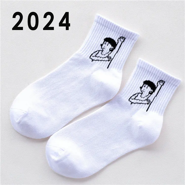 Летние женские короткие носки в стиле Харадзюку kwaii, хлопковые забавные носки с принтом пламени, милые женские носки с героями мультфильмов для женщин, meias - Цвет: 2024