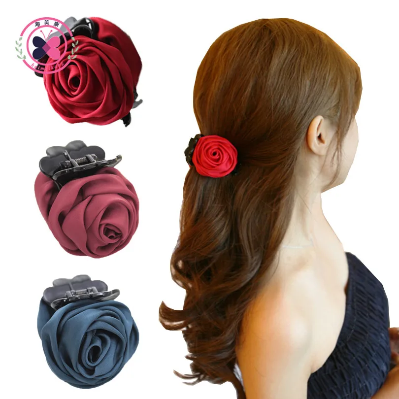 

1PC Rose Flowers Black Plastic Teeth Hair Claw Clips Exquisite Elegant Hairpin Headwear For Women Girls Hair Accessories
