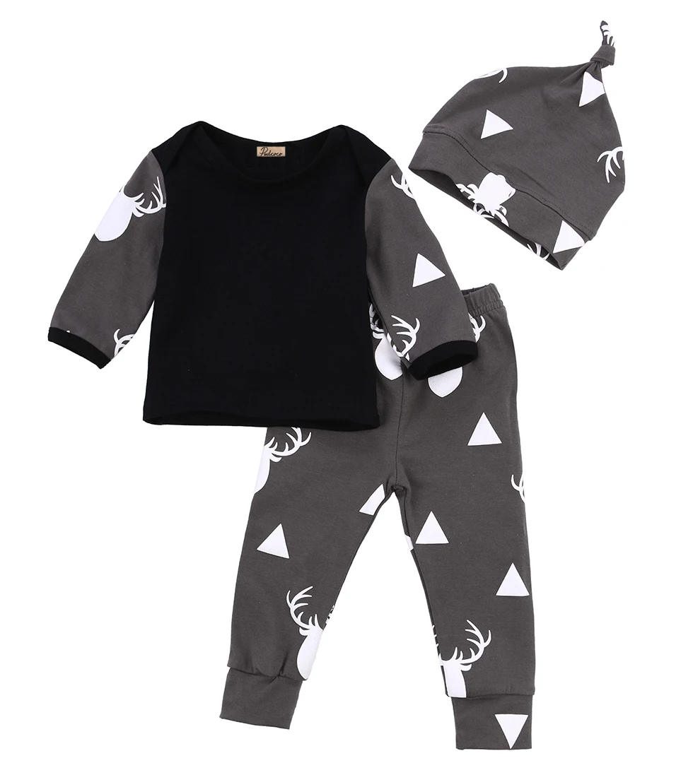 Newborn Infant Baby Girl Boy Deer Cotton Long Sleeve Tops Tshirt