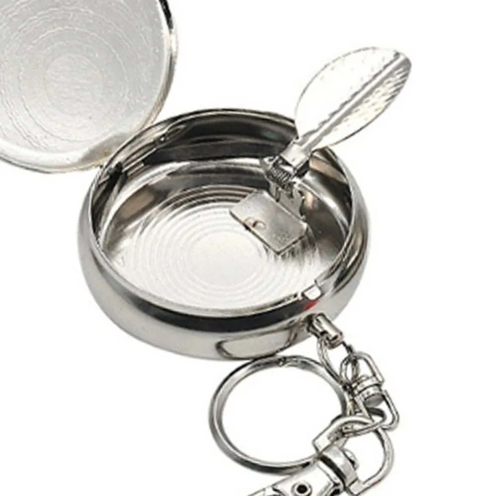 Mini Stainless Steel Cigarette Ashtray Portable Pocket Ashtray/Vehicle Ashtray with Key Chain and Cigarette Snuffer Dropshipping