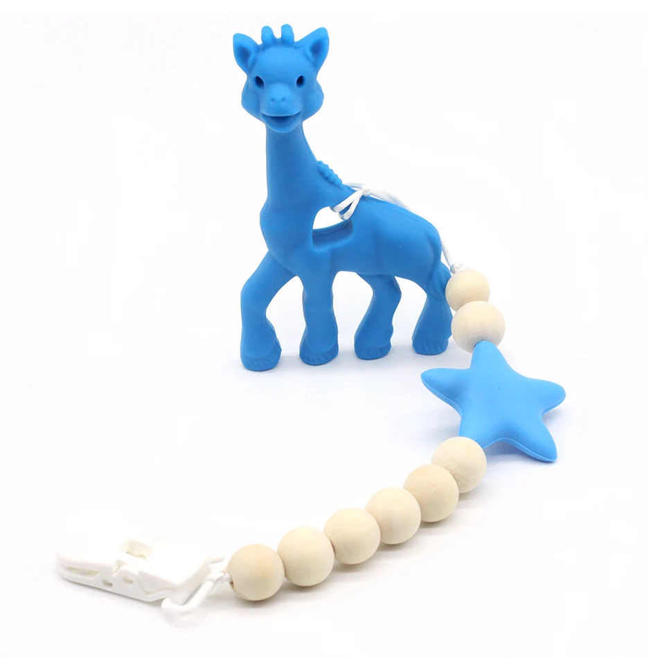 

Silicone Giraffe Teething Pacifier Clip Giraffe Teether Toy Silicone Chew Teething Pacifier Clip Baby Carrier Teething Accessory