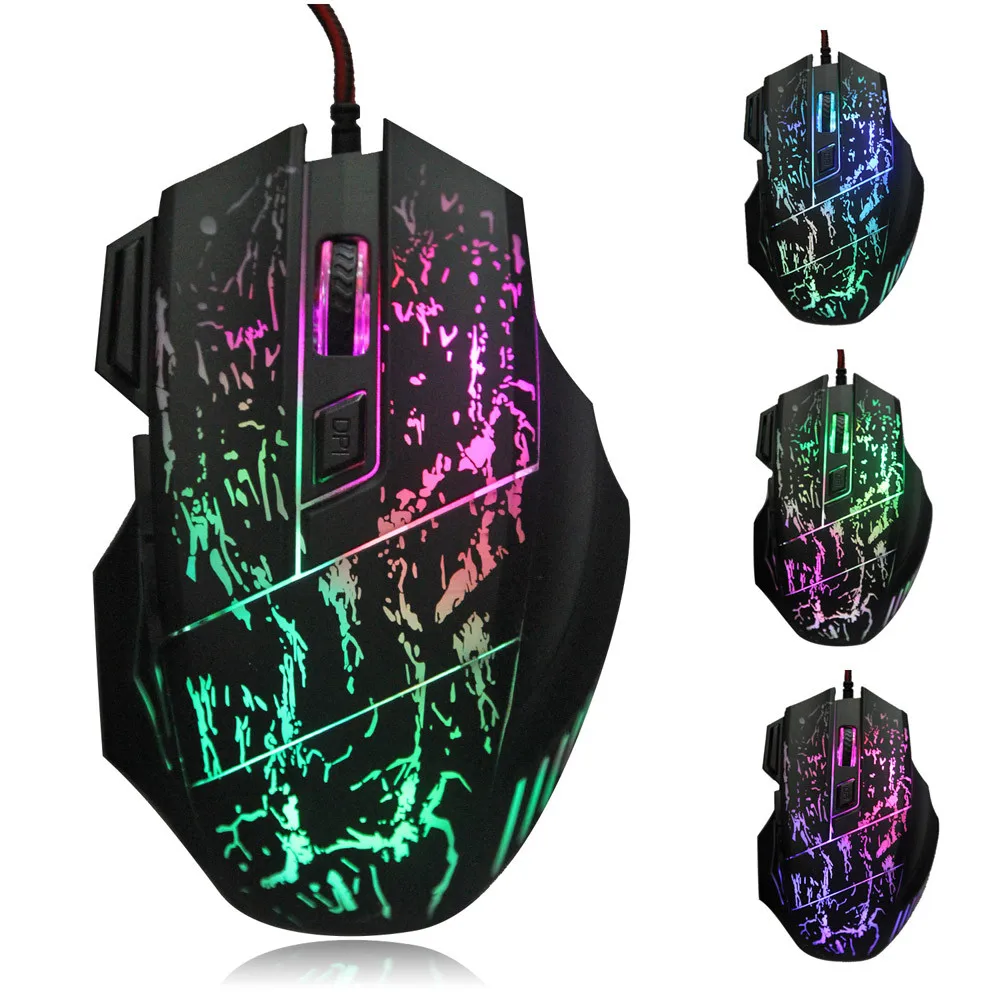 EPULA 5500 DPI Colorful LED Optical USB Wired Gaming PRO Mouse Mice For PC Laptop Smart Mice PC Laptop Accessories