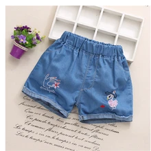 DIIMUU/одежда для малышей Шорты для девочек эластичные мягкие свободные джинсы однотонные Повседневные детские брюки подходит для детей от 3 до 10 лет