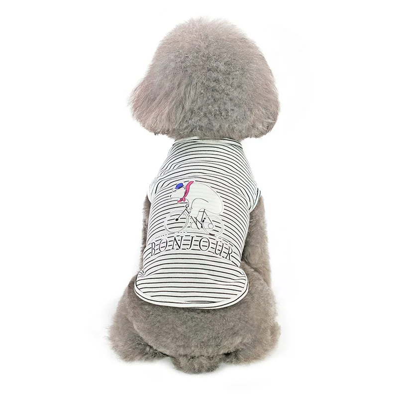 Pawstrip/Летняя одежда для собак; рубашка для маленьких щенков; жилет для собак с рисунком медведя из мультфильма; футболка для чихуахуа и Померанской собаки; Одежда для собак; S-2XL - Цвет: Black