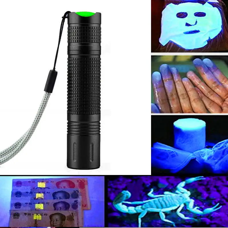 

365nm UV Purple Light Mini Flashlight Jade Cosmetic torch flashlight Fluorescence Detection powerful led flashlight #4S7