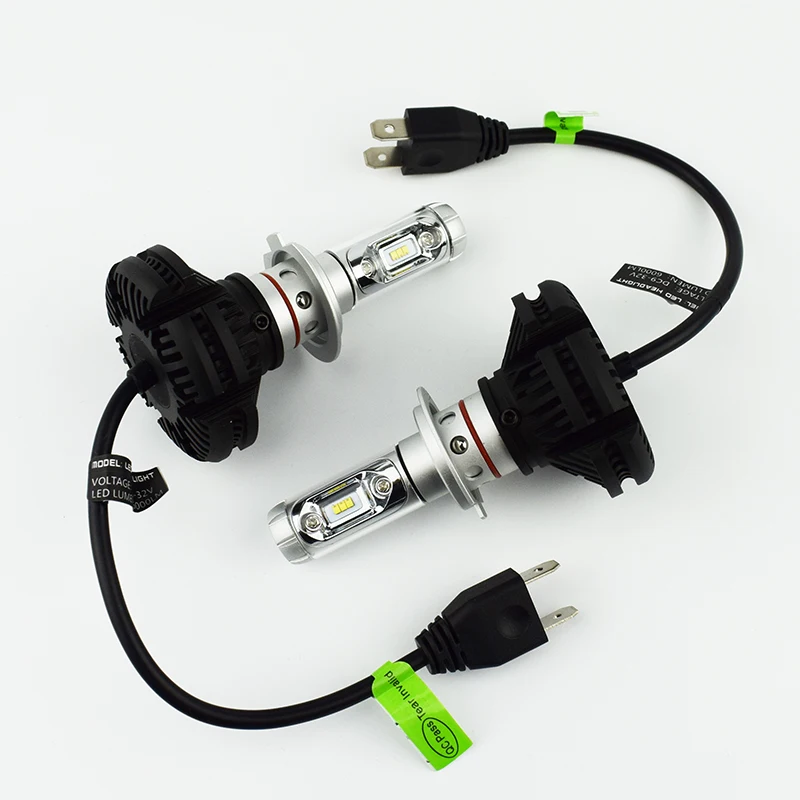 2PCS Car Headlight Bulb Hi Lo Beam 12V 24V 50W 6000LM Automobile Headlamp ZES Lumileds LED