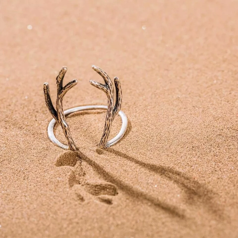 925 Sterling Silver Deer Antler Rings Authentic 100% Unisex Open 2018 Fine Jewelry Best Gift Wholesale | Украшения и аксессуары