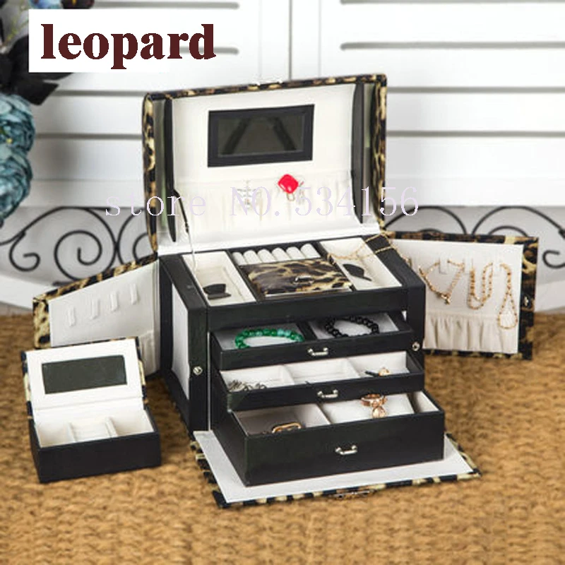 Buy Free shipping updated version of four luxurious leather jewelry box jewelry