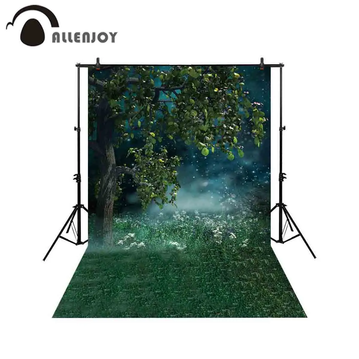 

Allenjoy backdrop for photographic studio beautiful night smog green forest wonderful flowers meadow backdrop photobooth