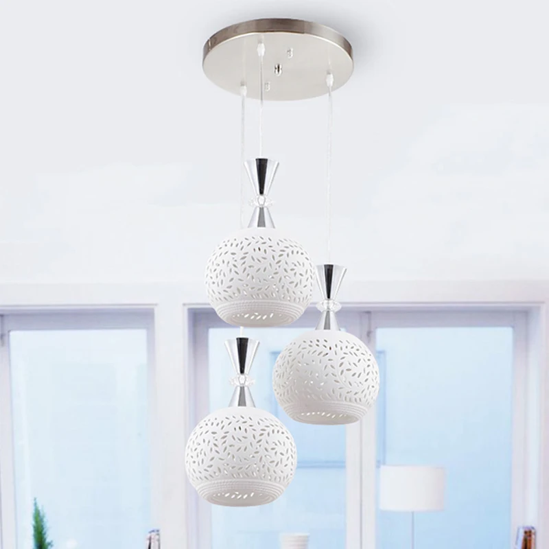 

Modern Minimalist Style LED Ceramic Pendant Lamp - Romantic white Chandelier Light , living room and Dining Room -3 lights