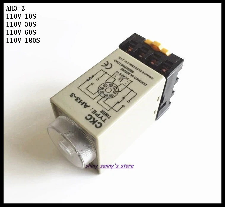 110v 0-30s Power on Delay Ah3-3 Timer Relay With Socket Base Pf083a 8 Pins for sale online