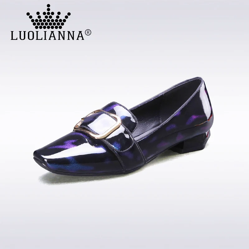 

Big size Shoes Woman Patant Leather shoes woman 2017 Square Toe Casual shoes for women Basic model Free shipping LUOLIANNA