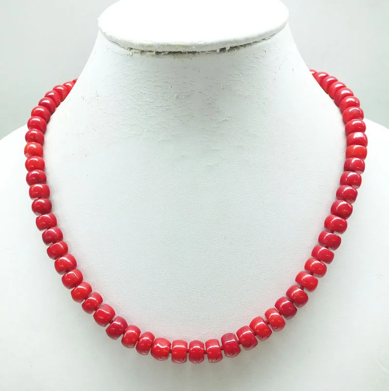 5X8 мм 3A ожерелье из красного коралла. Классическое, красивое свадебное ожерелье для невесты