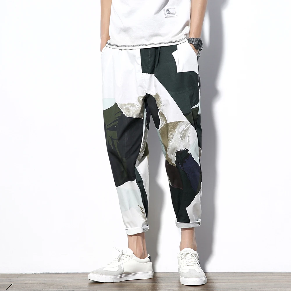 

2018 Spring And Summer New Japanese Mens Youth Popular Patchwork Color Simple Feet Harlan Casual Pants Loose Wash Text Wild