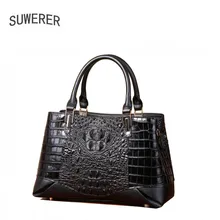 SUWERER, новинка, топ, Воловья кожа, женская сумка из натуральной кожи, тисненая, с узором «крокодиловая кожа», роскошная, schoudertas dames, роскошная кожаная сумка