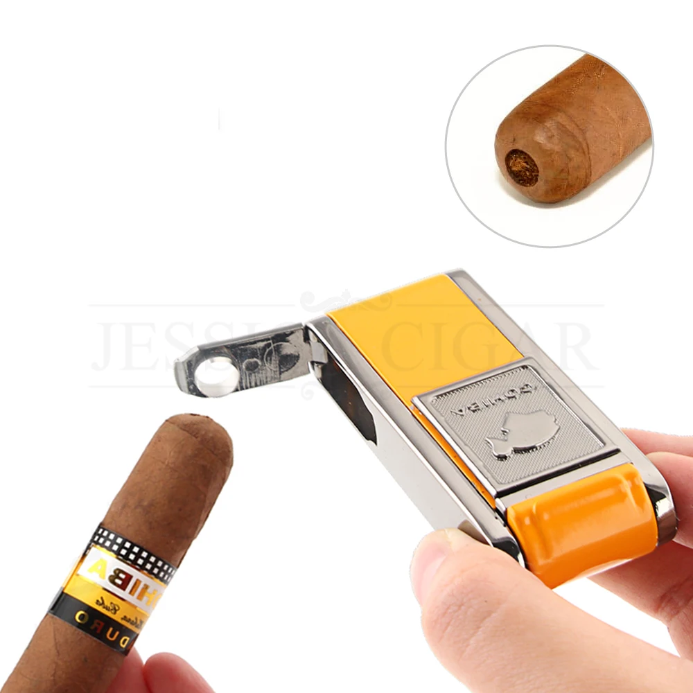 COHIBA Gadgets 2 Fire Flame Jet фонарь Зажигалка для сигар многоразовые ветрозащитные газовые зажигалки с бутаном с сигары удар подарочная коробка