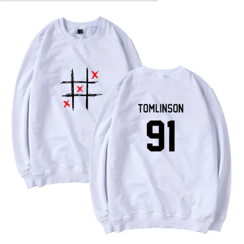 One Direction 1D Louis Tomlinson 91 Women/Men Hoodie Sweatshirt Letter printed O Neck Long Sleeve Pullover Tops Sudaderas Mujer