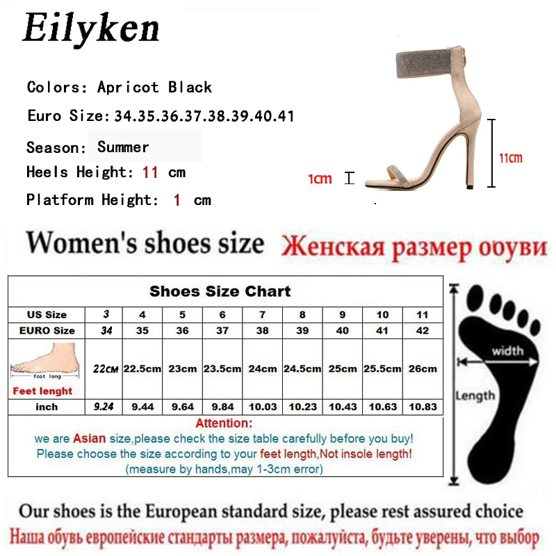 Eilyken Summer Sparkling Diamond Crystal High Heels Women Sandals 2019 New Sexy Club Heels Sandals Women