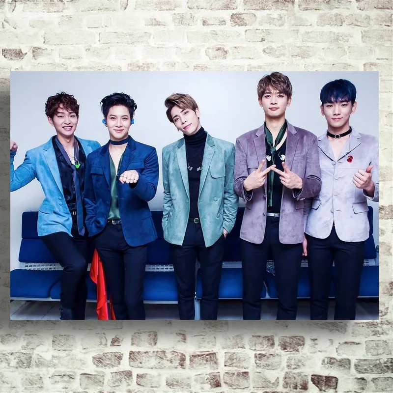 Шелковый постер SHINee для домашнего декора гостиной|Рисование и каллиграфия| |