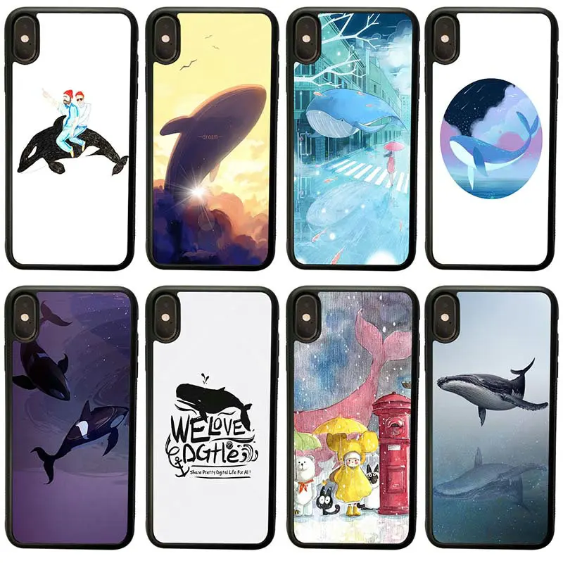 

Cartoon Whales Fish Mobile Phone Cases PC Hard Plastic Cover Protect for iphone 4 4S 5 5S SE 6 6S 8 7 Plus X XR XS Max Case