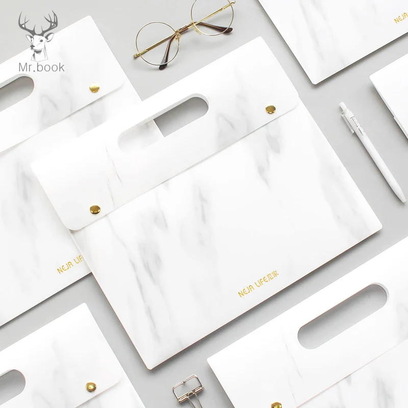 

Portable Marble A4 Document Bag Waterproof File Folder Examination Paper Organizer Case Expanding Files Office Stationery