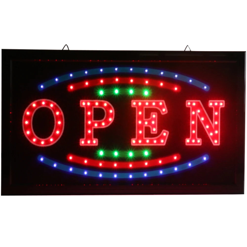 chenxi nueva luz led brillante letreros de neon de abierto intermitente con publicidad manualidades de papel senal de led con letras open para