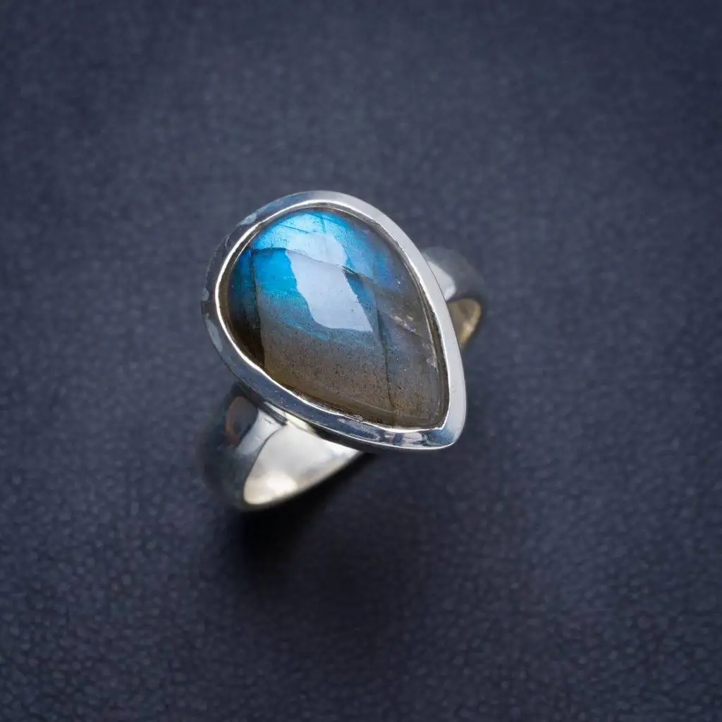 

Natural Blue Fire Labradorite Handmade Unique 925 Sterling Silver Ring 6.5 Y4330