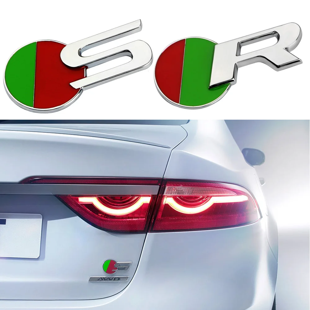 3D Metal Car Body Trunk S R R-SPORT Logo Insignia Trim Decor Sticker For Jaguar F-PACE XJ E-PACE I-PACE S-TYPE F-TYPE Car Tuning