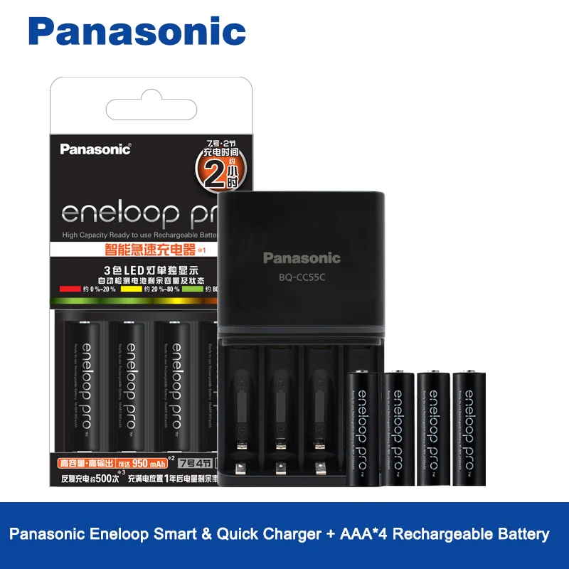 Kopen Originele Panasonic Hoge Capaciteit 950 mAh AAA Oplaadbare Batterijen 4 stks partij 1.2 V Mh Batterij Snelle Oplader Voor AA AAA Eneloop