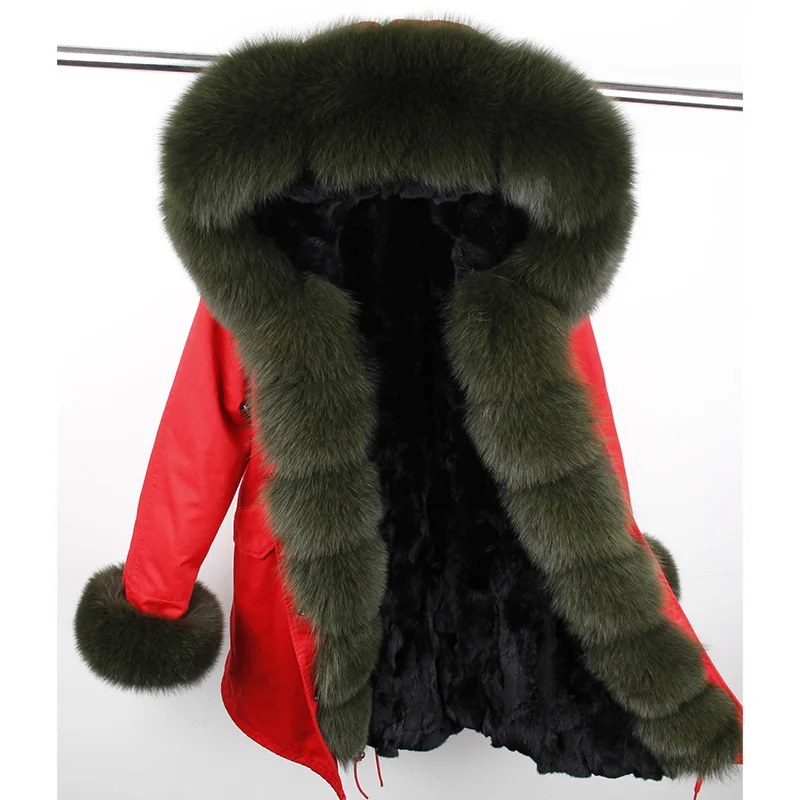 MaoMaoKong, натуральная подкладка из натурального кроличьего меха, женские парки, натуральный Лисий мех, с капюшоном, зимняя куртка, пальто, длинная меховая парка, верхняя одежда