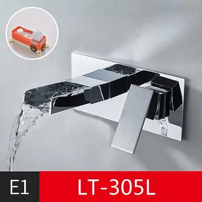 Смеситель для ванной комнаты настенный смеситель для горячей и холодной воды матовый черный латунный Смеситель для раковины скрытый смеситель кран для ванной LT-305L - Цвет: Chrome E1