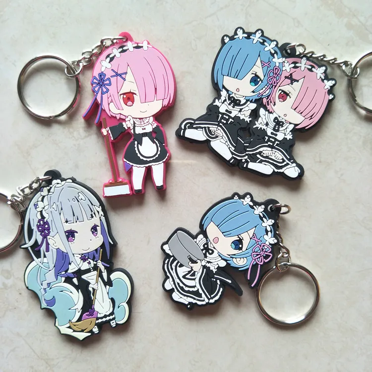 

Rem Ram Re:Life in a different world from zero Anime Model Action Figure Mobile Phone Schoolbag Rubber Keychain Pendant Gift 6cm
