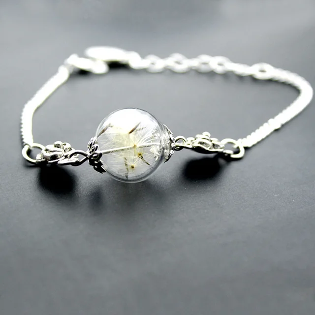 Fashion Women Bracelet Alloy Dandelion Bracelets With Pendant Gl Fashion Women Bracelet Alloy Dandelion Bracelets With Pendant Gl Ball Vintage Chain Charm Jewelry