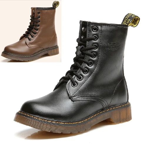 Otoño invierno 2015 cuero genuino los zapatos planos con cordones botines plataforma para mujer botas más el tamaño de piel Martin botas de wide feet|shoes autumnboots engineer -