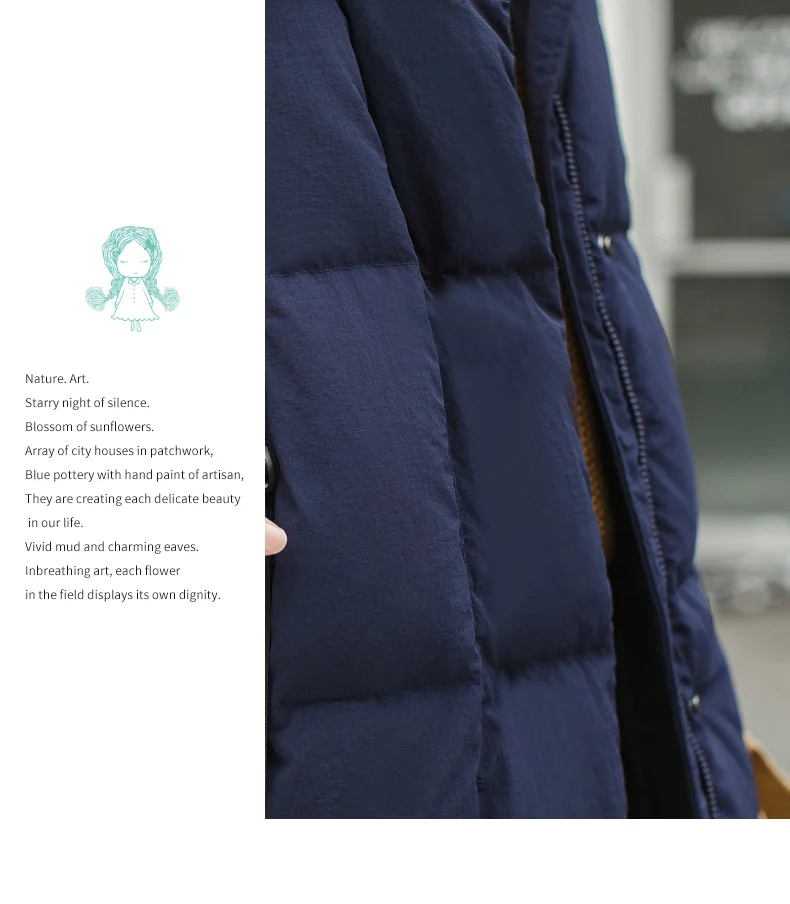 Инман зима новое поступление с капюшоном Ретро теплый ветрозащитный длинная куртка секциями женский пуховик