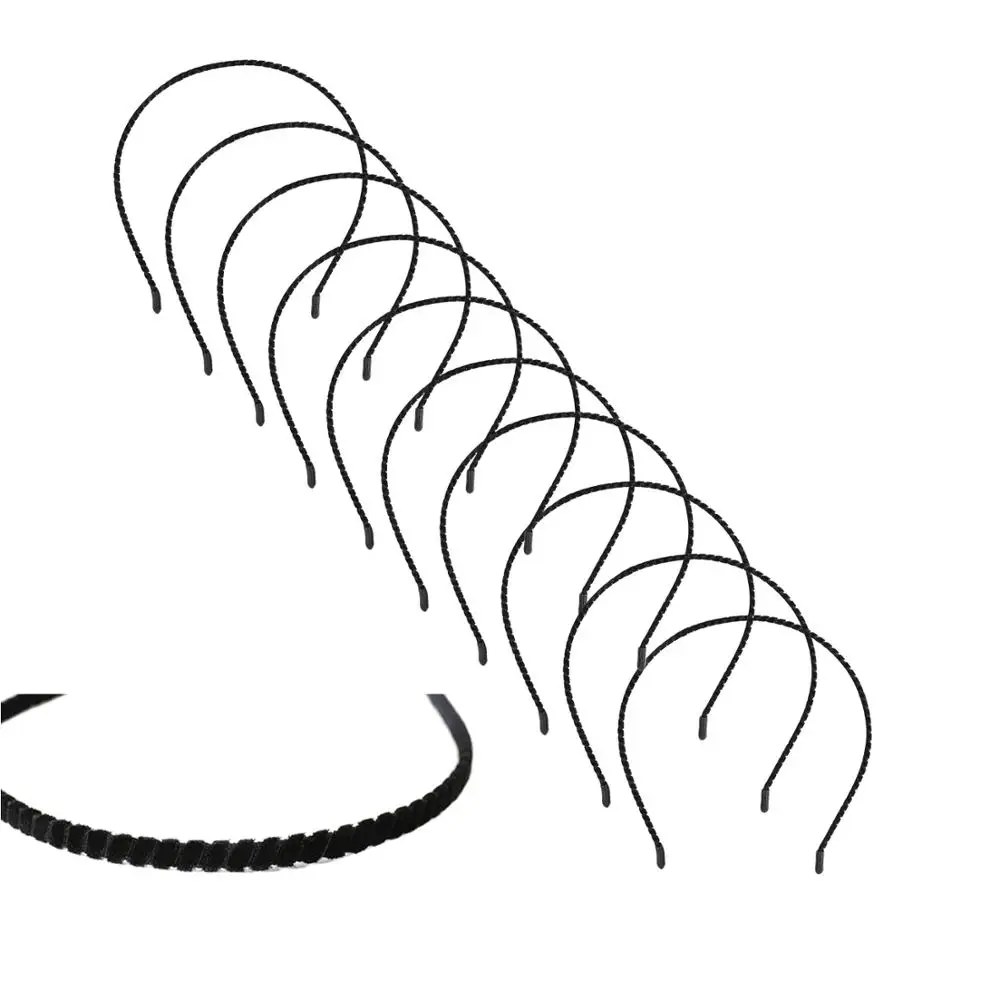 10 шт. в упаковке, женский простой черный бархатный обруч для волос, тонкий жесткий металлический обруч для волос, повязка на голову, держатель-застёжка, Расческа с зубами, сделай сам