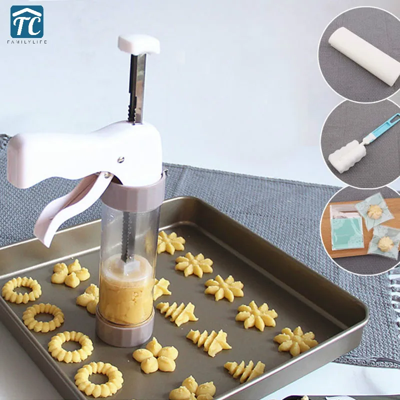 

Cookie Gun Making Biscuit Mold Cream Decorating Mouth Squeeze Flower Bag Machine Press Kit Cake Molds Maker Dessert Decoration