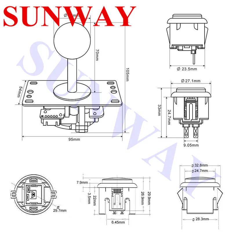 Аркадный джойстик DIY Kit Нулевая задержка Игровой Набор для творчества, usb-датчик для ПК Джойстик Sanwa для аркадных игр+ sunway кнопка для игровых автоматов