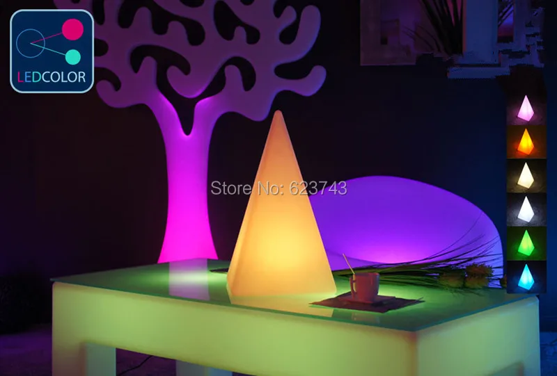 

1 piece Remote control colorful rechargeable modern minimalist LED pyramid light of decoration led night lamp for Christmas gift
