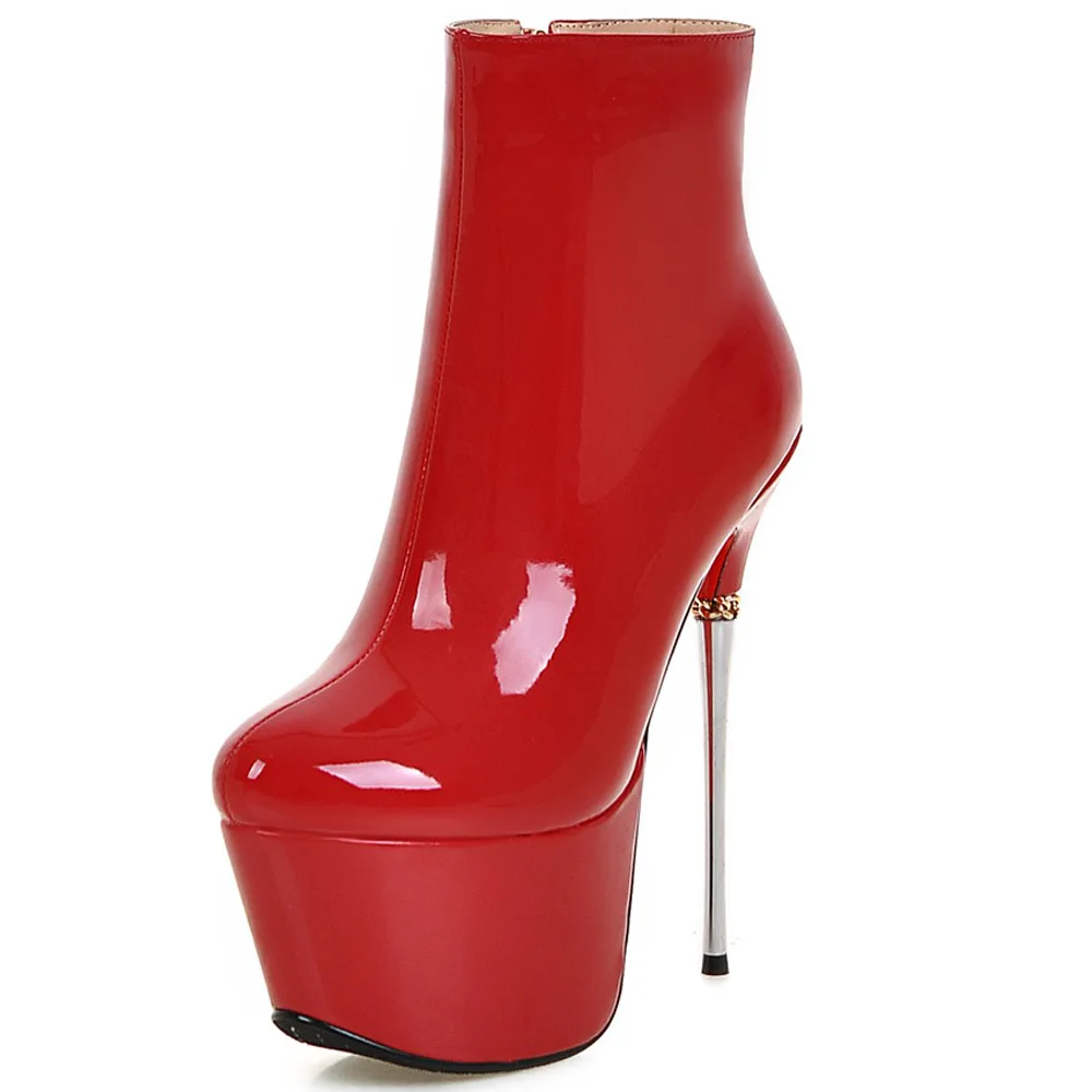 

Elissara Sexy Women Party Shoes for Women Stiletto High Heels Ankle Boots Zip Platform Boots for Women Shoes Plus Size 33-43