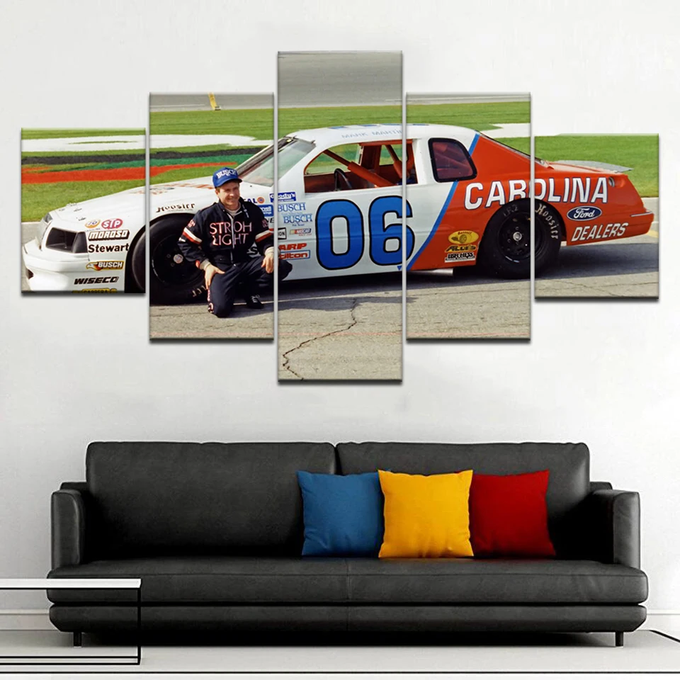 

5 Panel/piece HD Print Mark Martin Busch Car modern wall posters Canvas Art Painting For home living room decoration