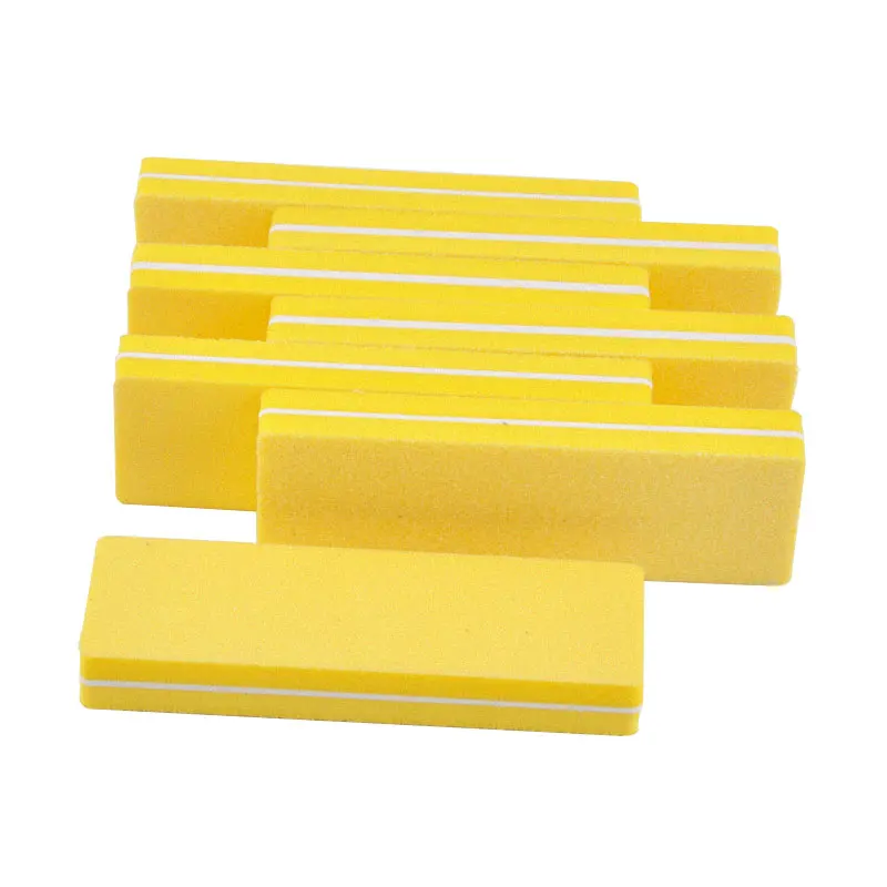 

Wholesale 50Pcs/lot Nail File Yellow Buffer Block Sandpaper Washable Sponge Sanding 100/180 Grit Double Sided Manicure Tools