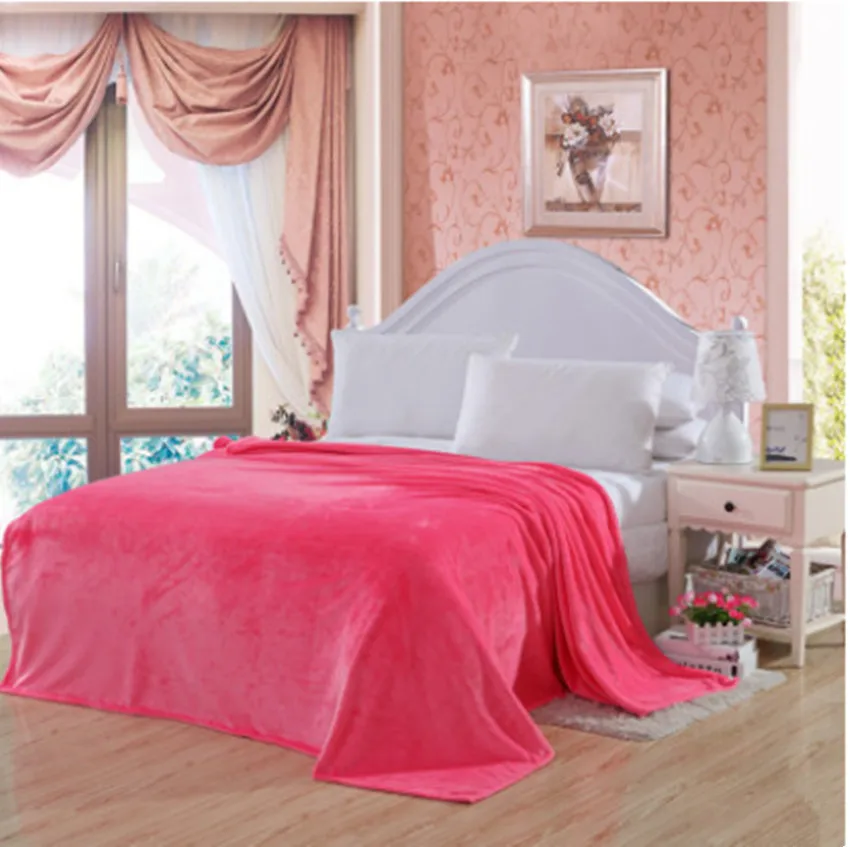 Новое одеяло оранжевое желтое одноцветное теплое и портативное цветное покрывало для кровати мягкое и удобное фланелевое одеяло 4 размера - Цвет: 09