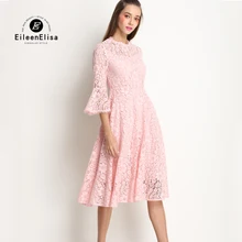 Cute Summer Dress 2017 Women Pink Lace Dress Long Sleeve New Arrive Spring Lace Dress