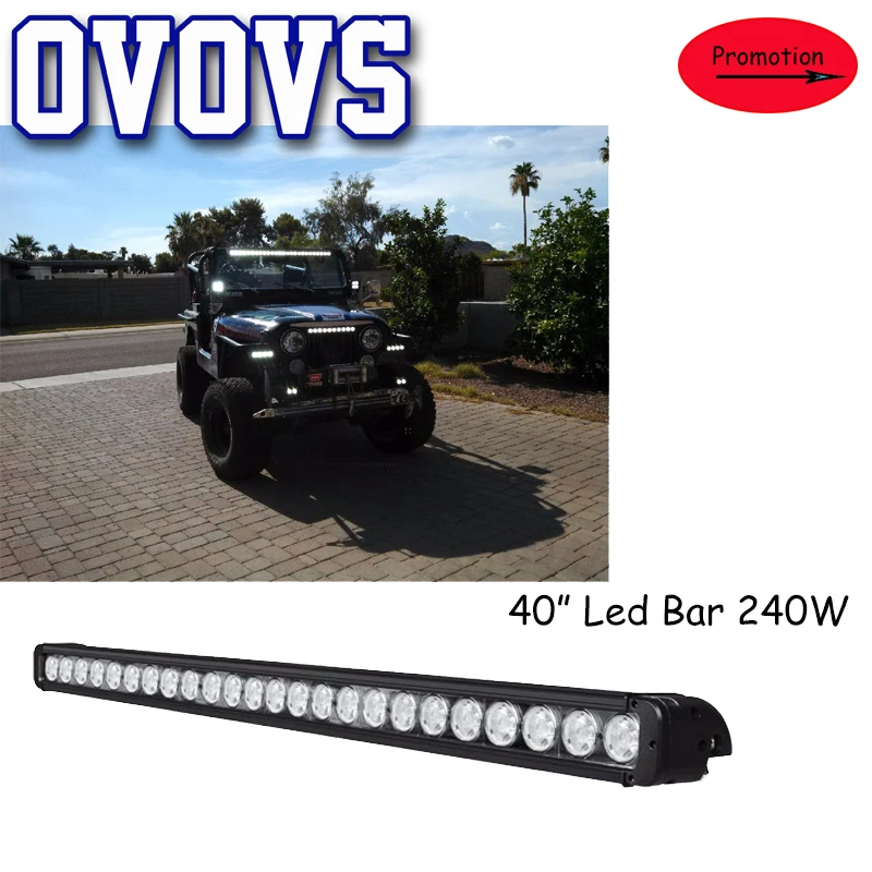 

40 Inch single row 12/24V car led bar light 240w Spotlight 4x4 offroad light bar for car roof lighting suv atv tractors