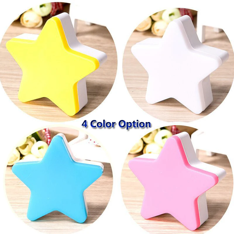 EU  US Plug LED Star Night Lights Wall Socket Bedside Lamp AC 220V 110V Lovely Light Control Children Room Feeding Night Lamps (1)